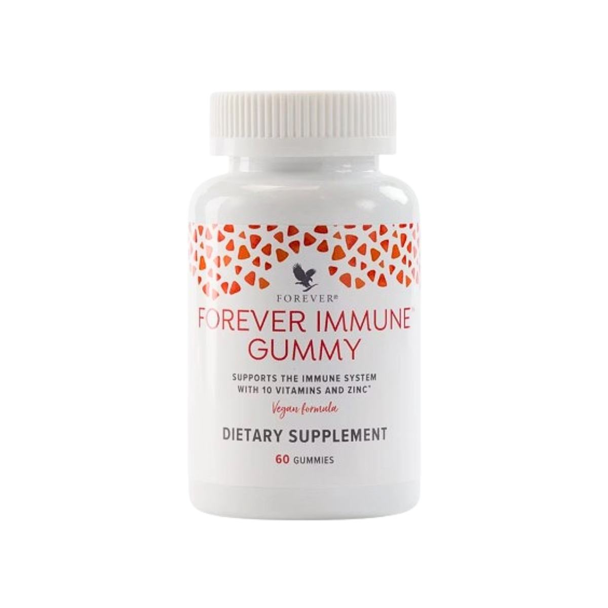 Suplemento alimentar vegano Forever Immune Gummy em gominhas sabor manga com vitaminas e zinco.
