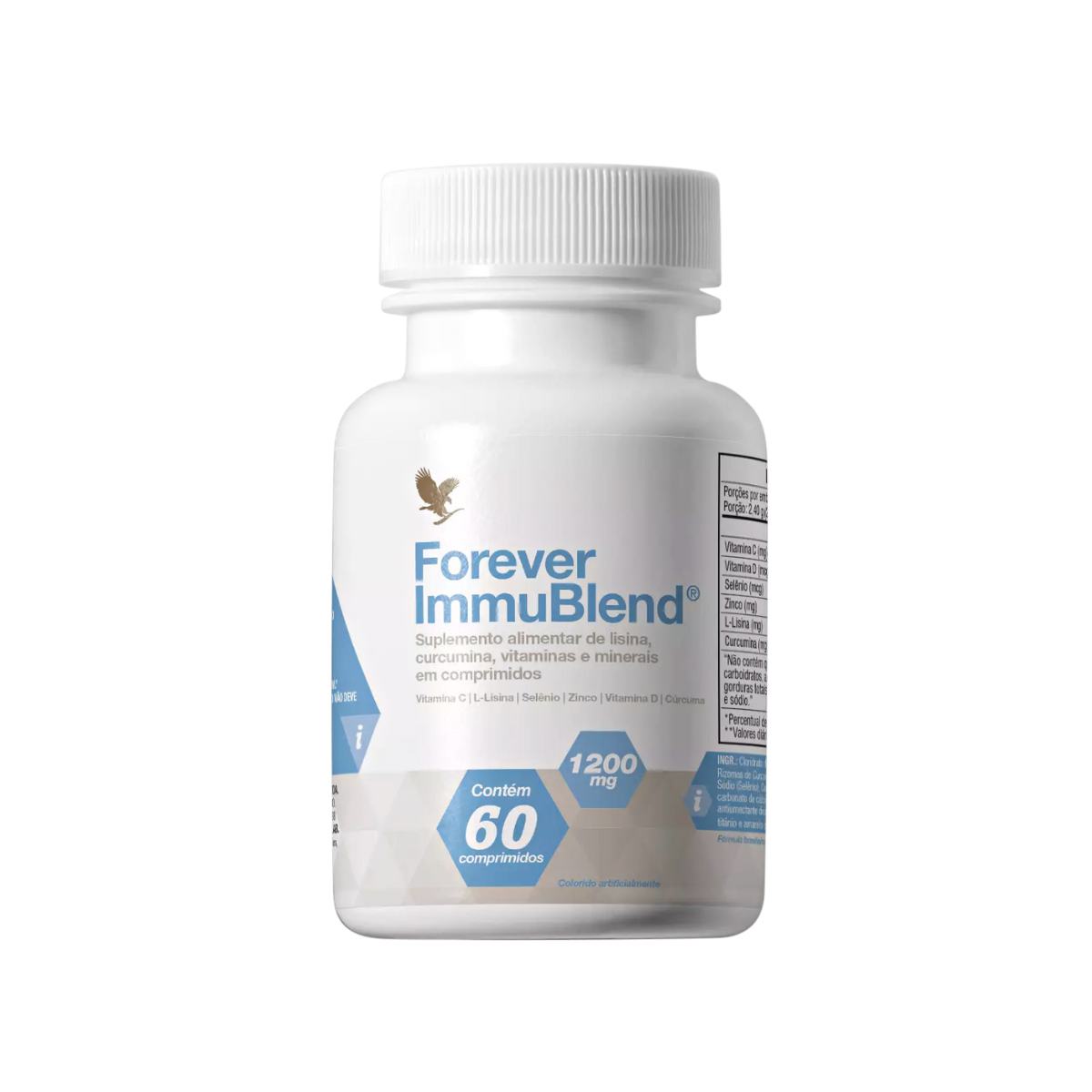 Suplemento alimentar ImmuBlend Forever Living em embalagem com 60 comprimidos – vitaminas e minerais